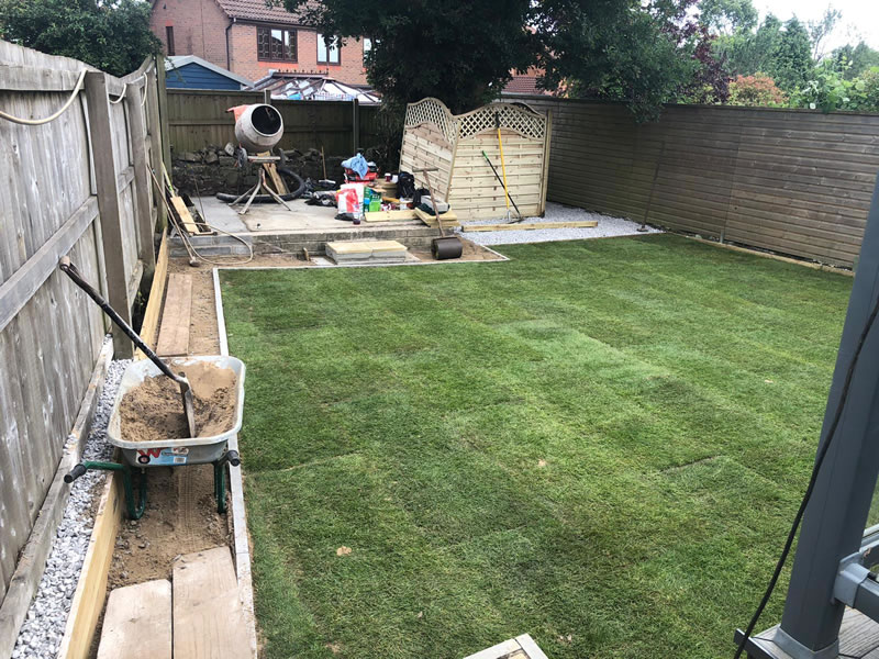 Sketty garden fully turfed looking from top to bottom
